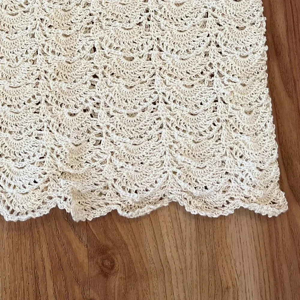 Vintage Handmade Crochet Delicate Feminine Angel Pattern Baby Dress